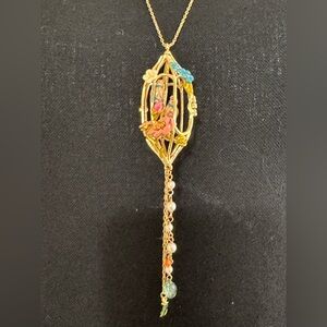 Bird cage necklace! Long chain!